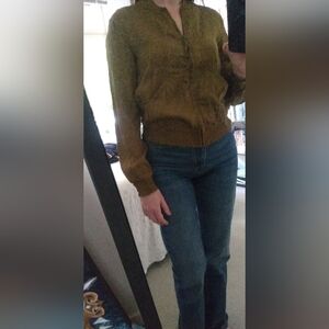 Maeve Olive Green Lightweight Button-Up Blouse